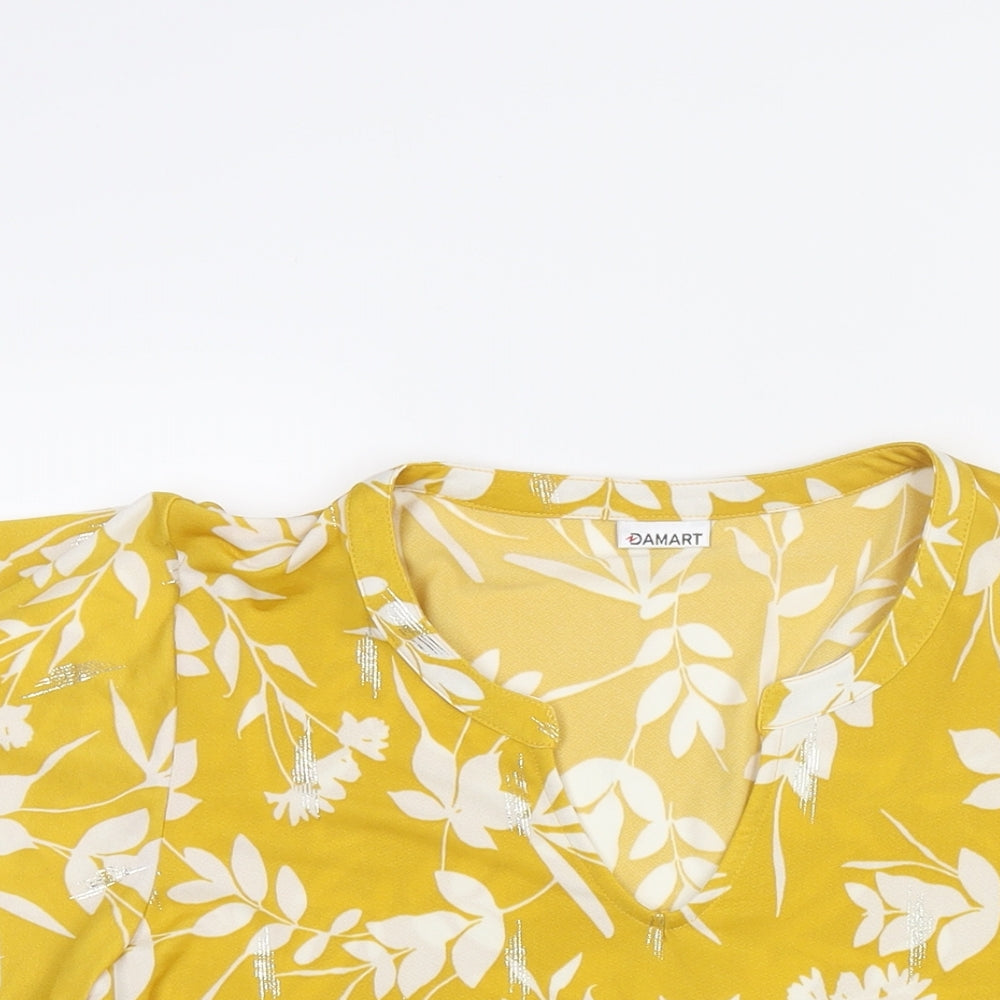 Womens UK Size 10 Damart Yellow Basic Blouse