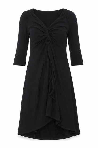 Wallis Womens Black Viscose A-Line Size 10 V-Neck Pullover - Knot Detail