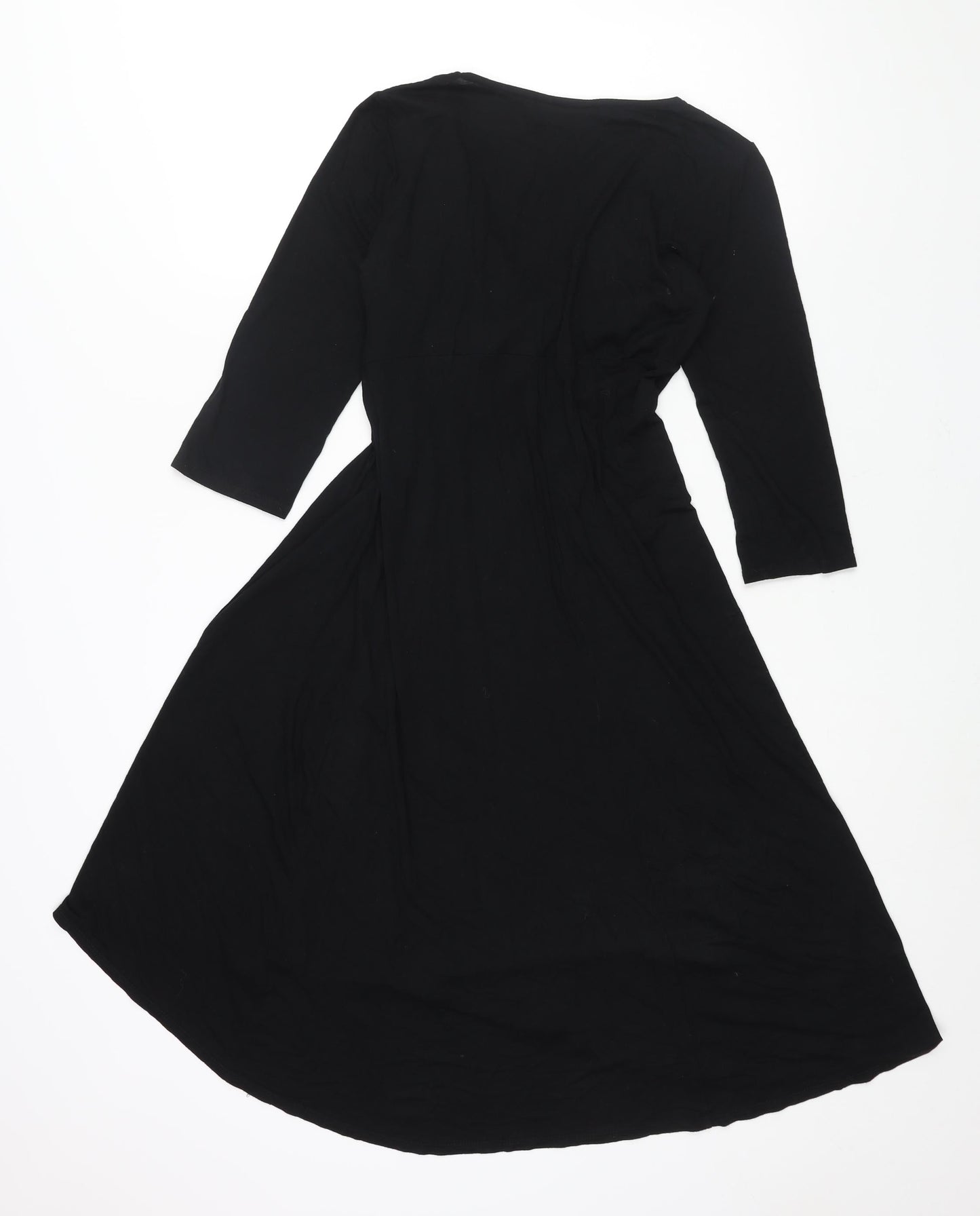 Wallis Womens Black Viscose A-Line Size 10 V-Neck Pullover - Knot Detail