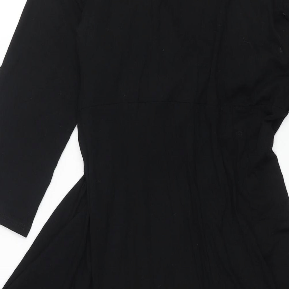 Wallis Womens Black Viscose A-Line Size 10 V-Neck Pullover - Knot Detail