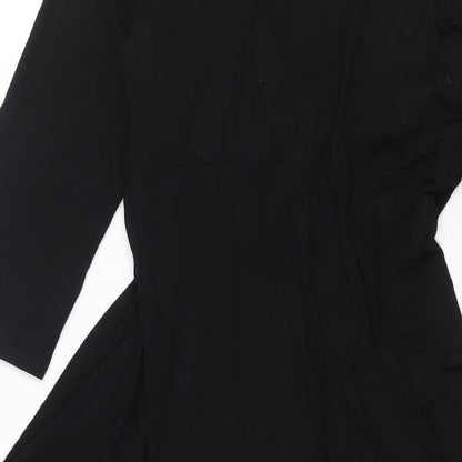 Wallis Womens Black Viscose A-Line Size 10 V-Neck Pullover - Knot Detail