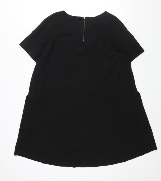 Phase Eight Womens Black Polyester A-Line Size 14 Round Neck Zip