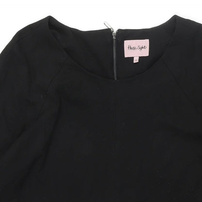 Phase Eight Womens Black Polyester A-Line Size 14 Round Neck Zip