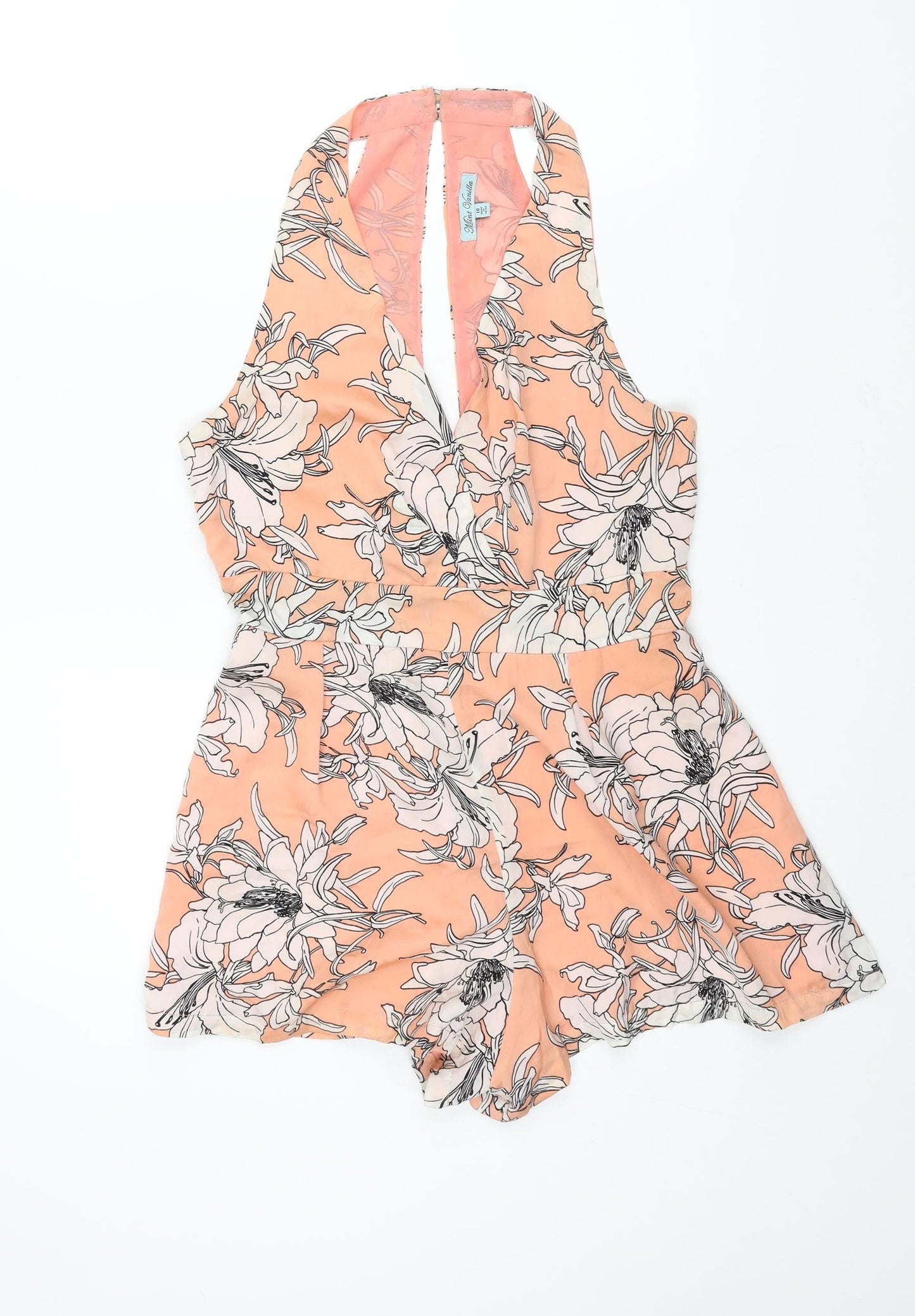 Mint Vanilla Womens Pink Floral Polyester Playsuit One-Piece Size 10 Button