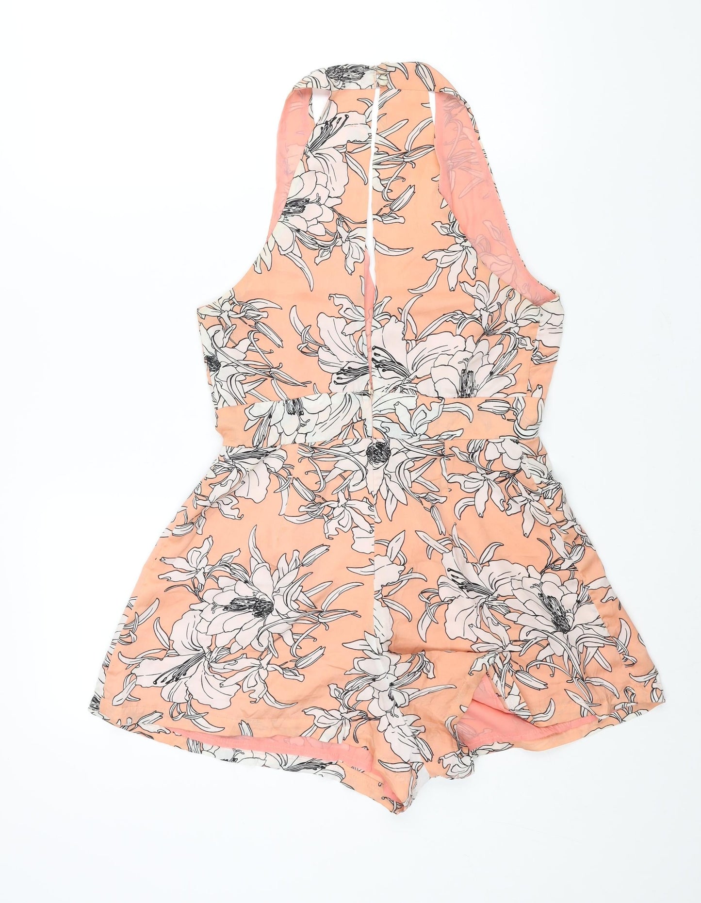 Mint Vanilla Womens Pink Floral Polyester Playsuit One-Piece Size 10 Button