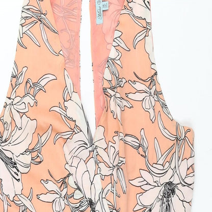 Mint Vanilla Womens Pink Floral Polyester Playsuit One-Piece Size 10 Button