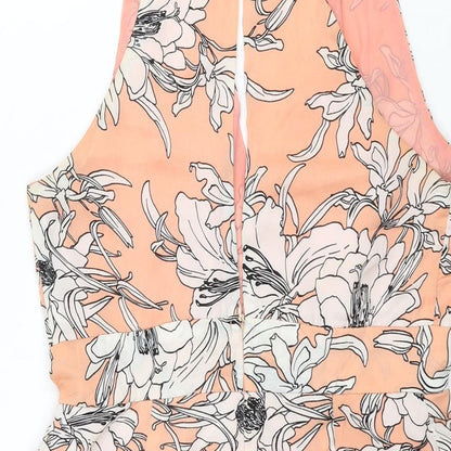 Mint Vanilla Womens Pink Floral Polyester Playsuit One-Piece Size 10 Button