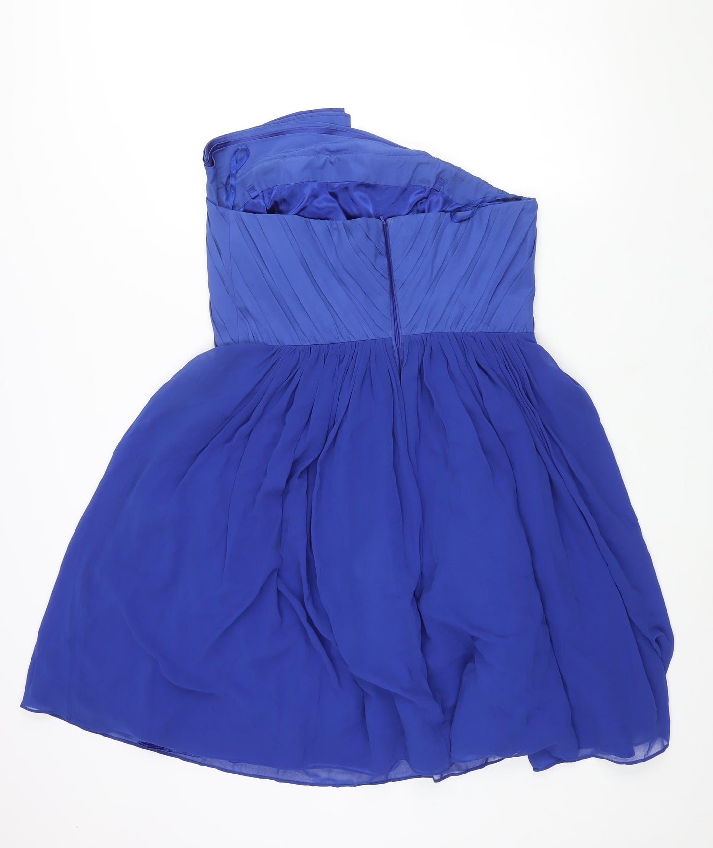 Coast Womens Blue Polyester Fit & Flare Size 16 Square Neck Zip - Pleated Frill Tulle Underskirt
