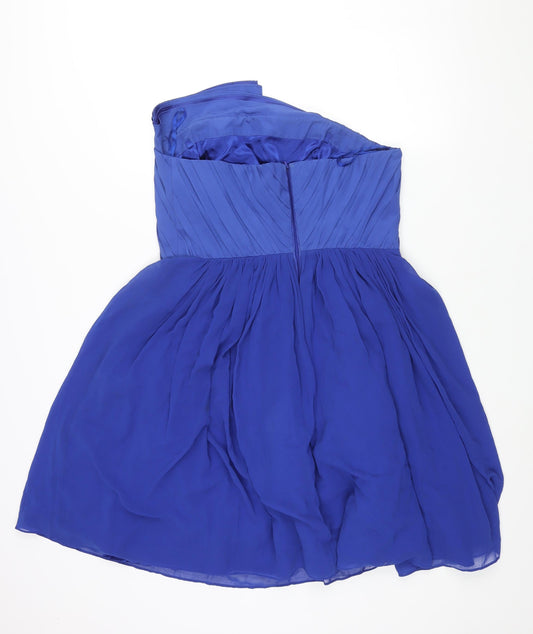 Coast Womens Blue Polyester Fit & Flare Size 16 Square Neck Zip - Pleated Frill Tulle Underskirt