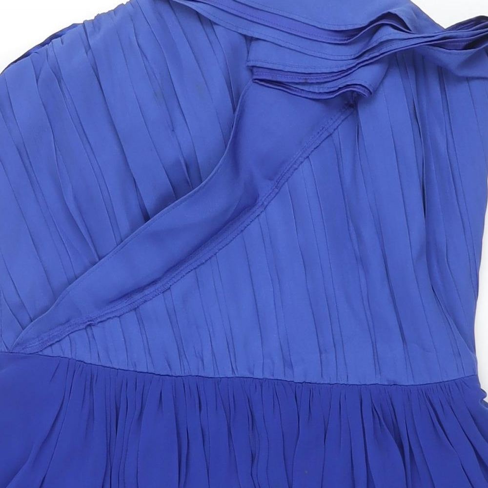 Coast Womens Blue Polyester Fit & Flare Size 16 Square Neck Zip - Pleated Frill Tulle Underskirt