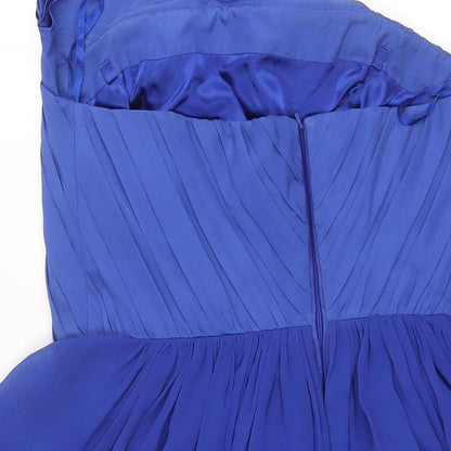 Coast Womens Blue Polyester Fit & Flare Size 16 Square Neck Zip - Pleated Frill Tulle Underskirt