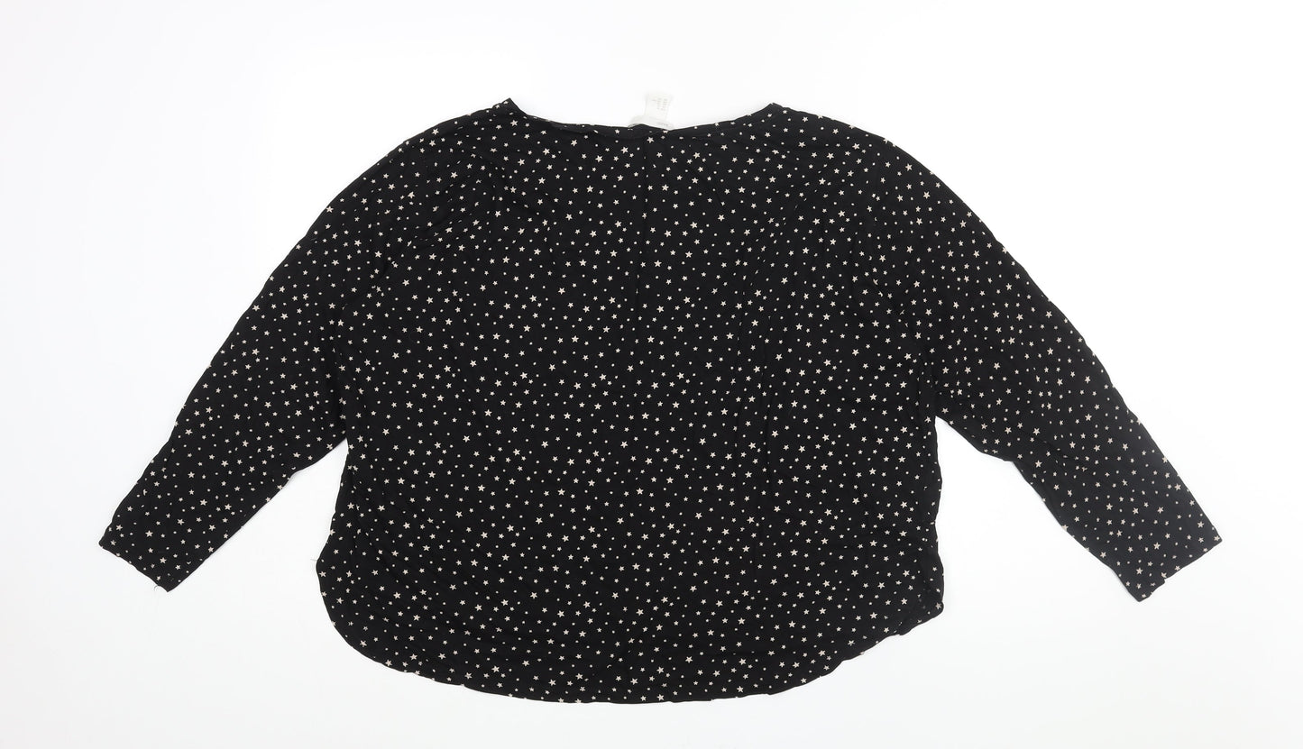 Womens UK Size XL H&M Black Basic Blouse