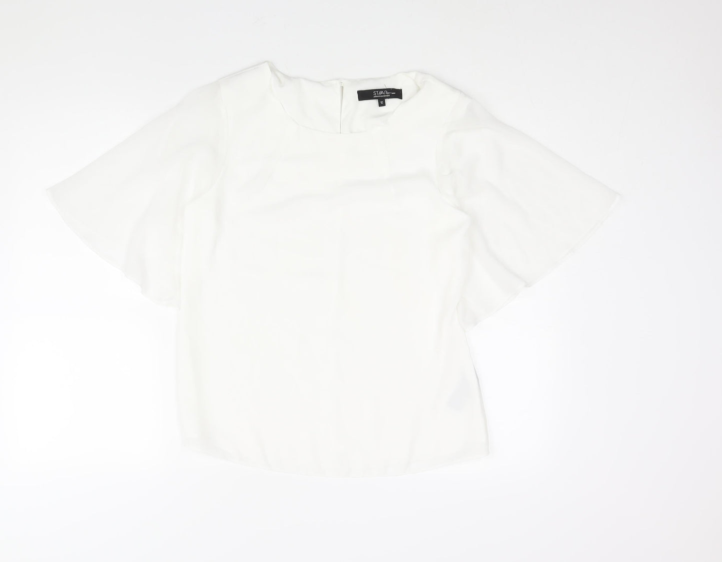 Womens UK Size 10 Star by Julien Macdonald White Basic Blouse
