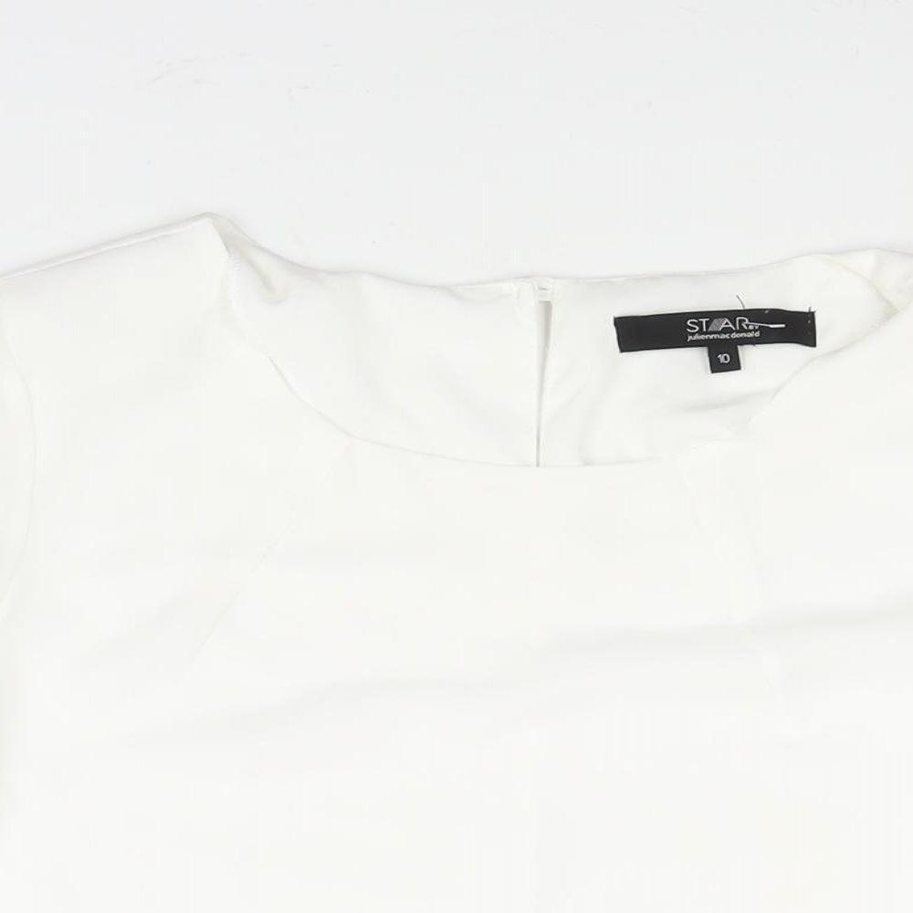Womens UK Size 10 Star by Julien Macdonald White Basic Blouse