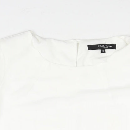 Womens UK Size 10 Star by Julien Macdonald White Basic Blouse