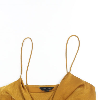 New Look Womens Yellow Polyester Camisole Blouse Size 8 Cowl Neck