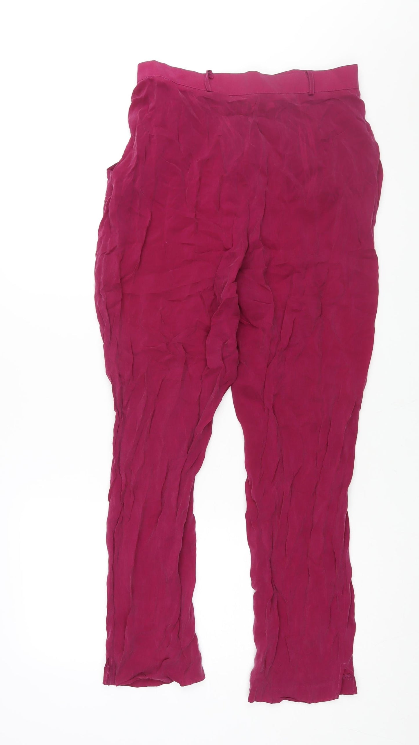 Incognito Womens Purple Viscose Trousers Size 12 L30 in Regular Zip