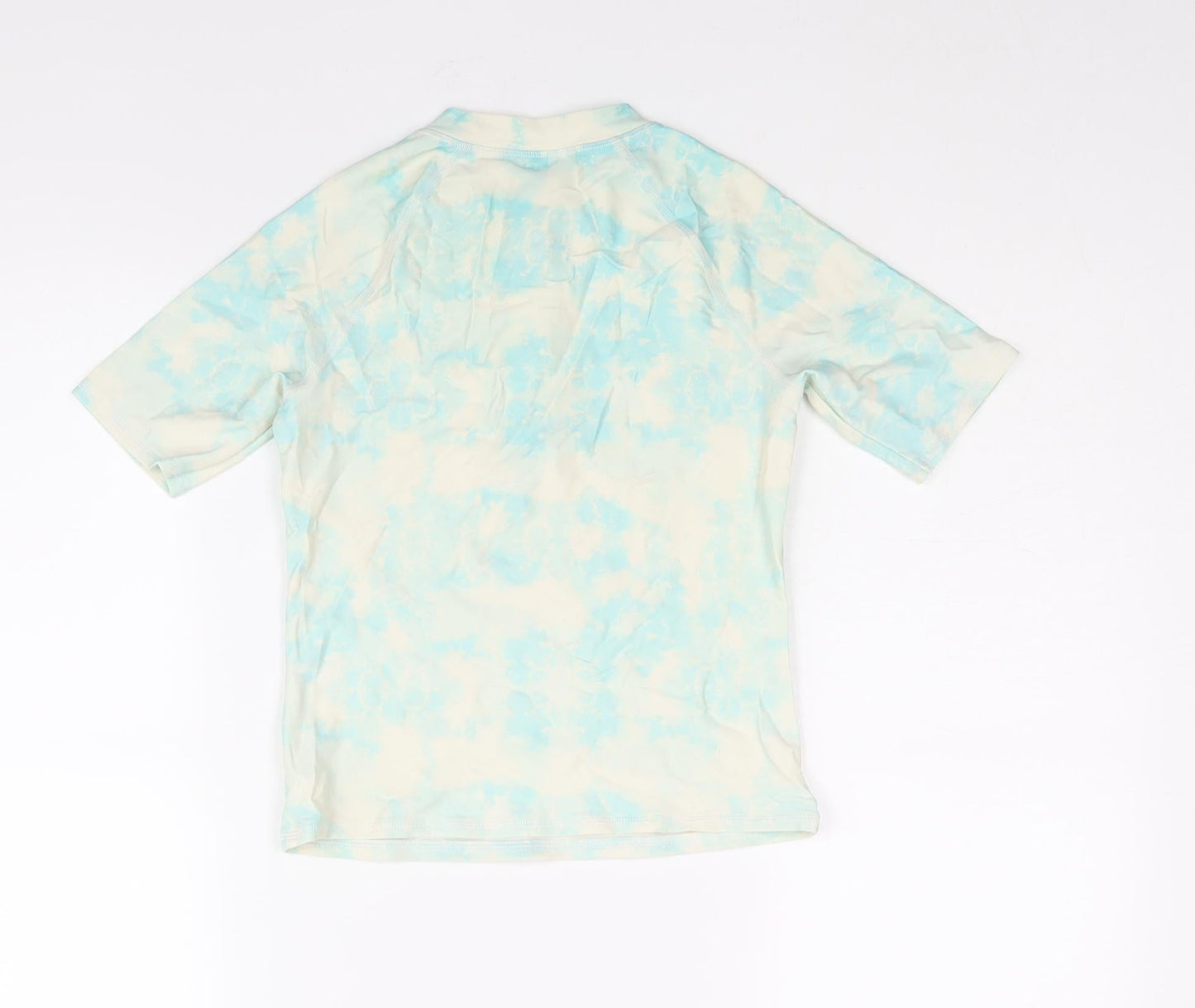 Marks and Spencer Girls Multicoloured Geometric Polyester Pullover Casual Size 10-11 Years Mock Neck Zip - Tie Dye Hawaii Surf Swim Top