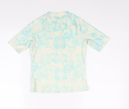 Marks and Spencer Girls Multicoloured Geometric Polyester Pullover Casual Size 10-11 Years Mock Neck Zip - Tie Dye Hawaii Surf Swim Top