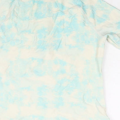 Marks and Spencer Girls Multicoloured Geometric Polyester Pullover Casual Size 10-11 Years Mock Neck Zip - Tie Dye Hawaii Surf Swim Top