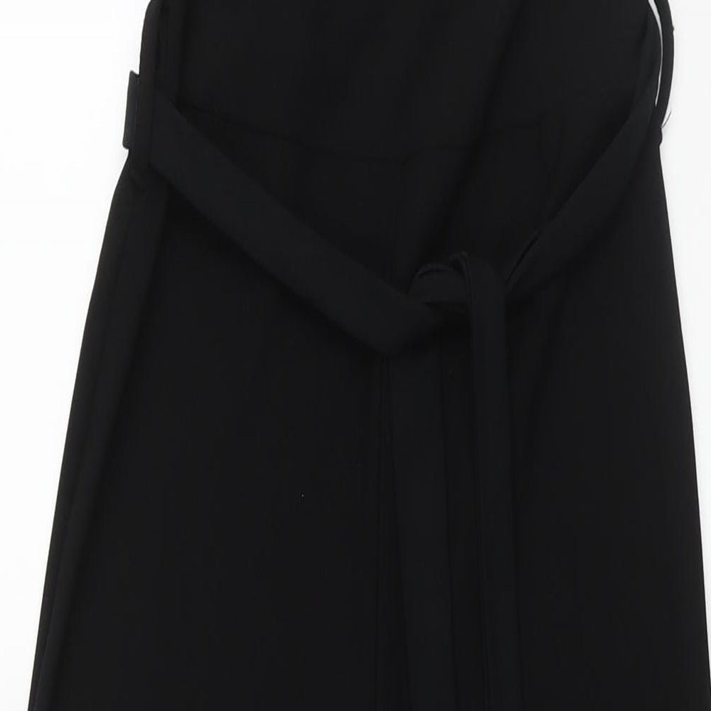 PRETTYLITTLETHING Womens Black Polyester Jumpsuit One-Piece Size 10 L32 in Pullover - Belted