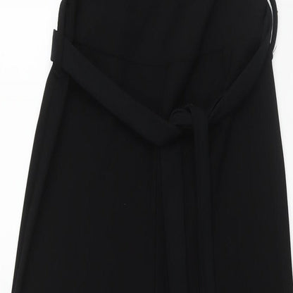 PRETTYLITTLETHING Womens Black Polyester Jumpsuit One-Piece Size 10 L32 in Pullover - Belted