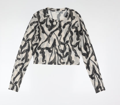 Womens UK Size L Monki Black Cropped Blouse