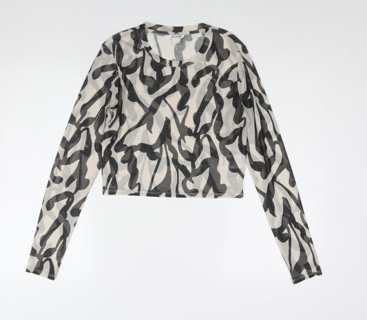 Womens UK Size L Monki Black Cropped Blouse