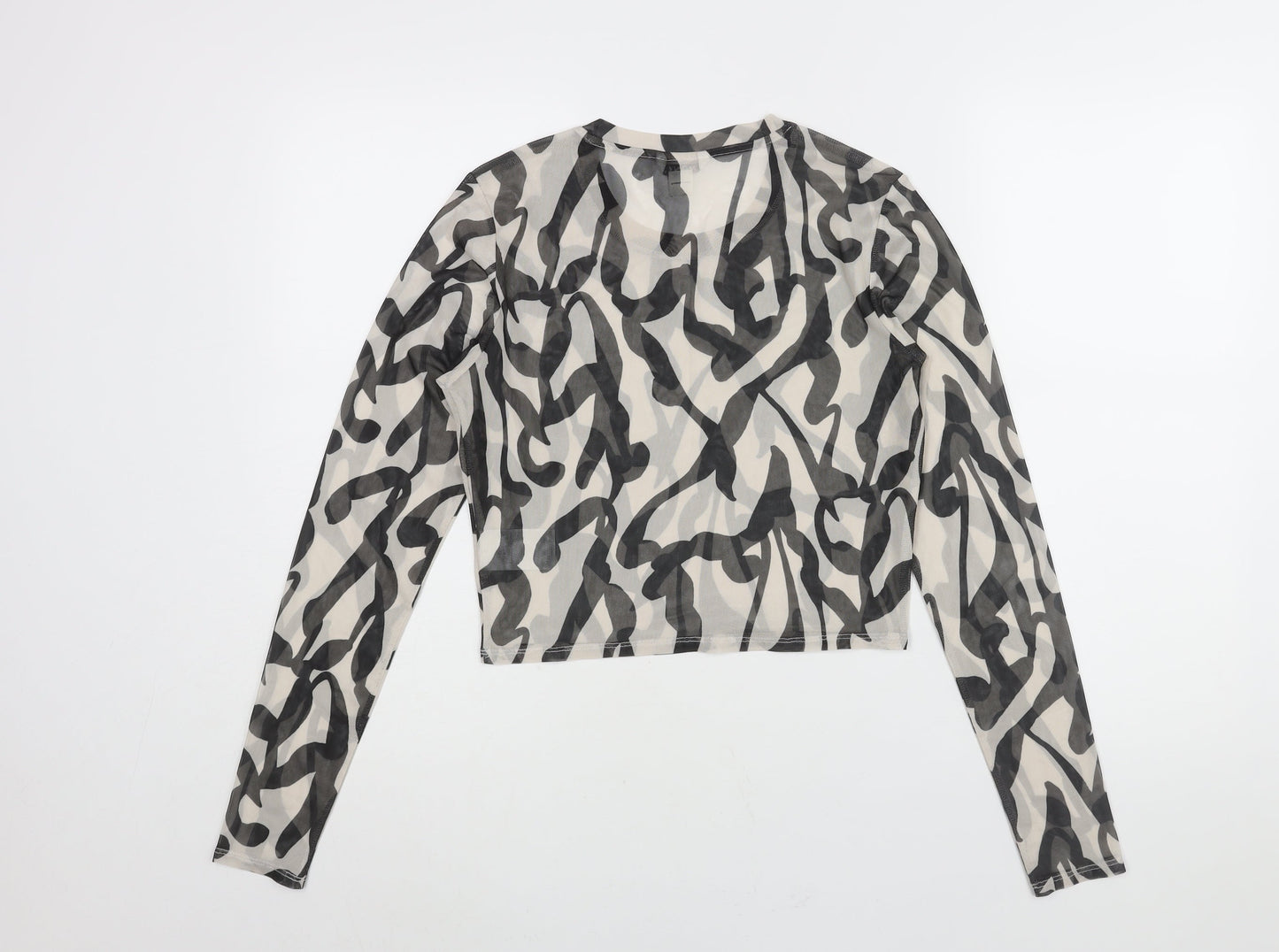 Womens UK Size L Monki Black Cropped Blouse