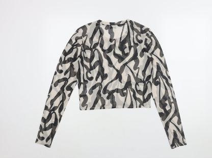 Womens UK Size L Monki Black Cropped Blouse