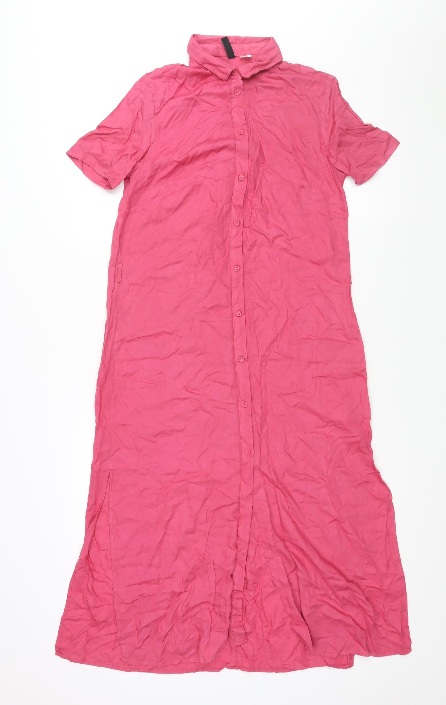 Divided by H&M Womens Pink Viscose Shirt Dress Size 10 Collared Button