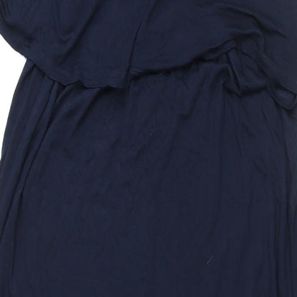 H&M Womens Blue Viscose Maxi Size M Round Neck Pullover - Beading Detail