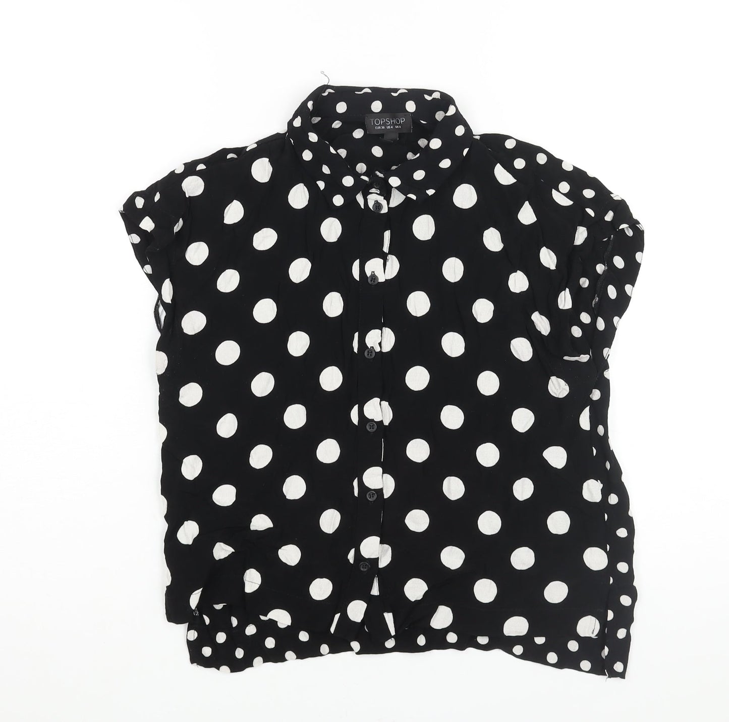 Womens UK Size 8 Topshop Black Basic Button-Up