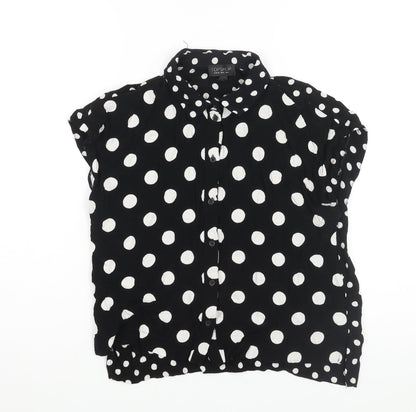 Womens UK Size 8 Topshop Black Basic Button-Up