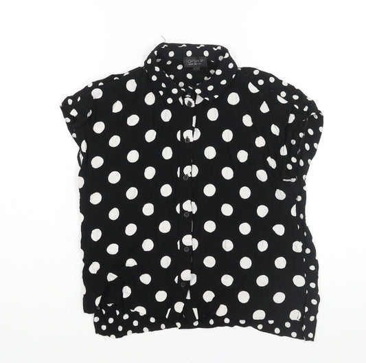 Womens UK Size 8 Topshop Black Basic Button-Up