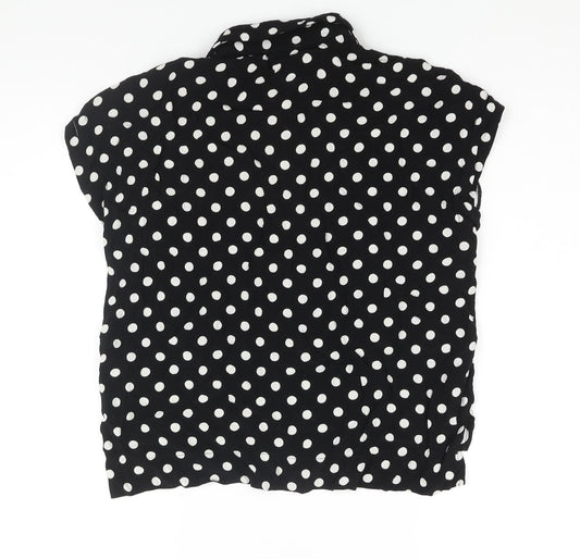 Womens UK Size 8 Topshop Black Basic Button-Up
