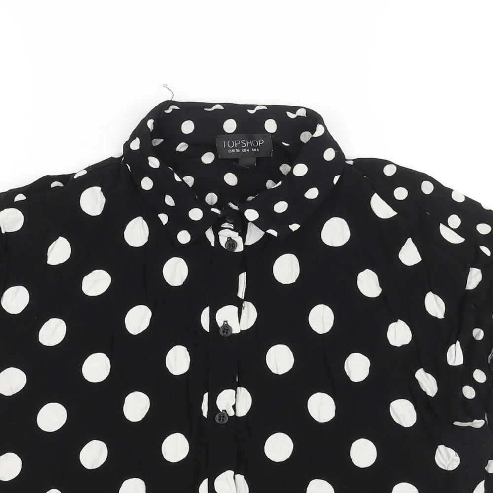 Womens UK Size 8 Topshop Black Basic Button-Up