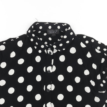 Womens UK Size 8 Topshop Black Basic Button-Up