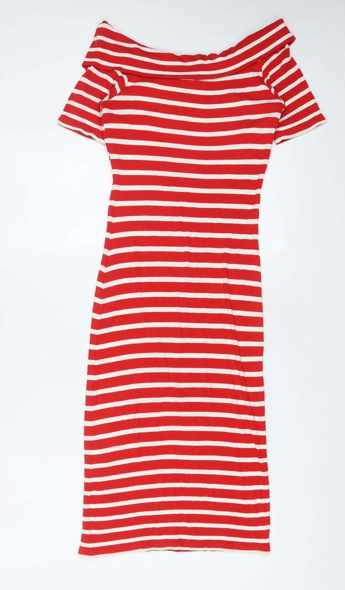 Oasis Womens Red Viscose Bodycon Size S V-Neck Pullover