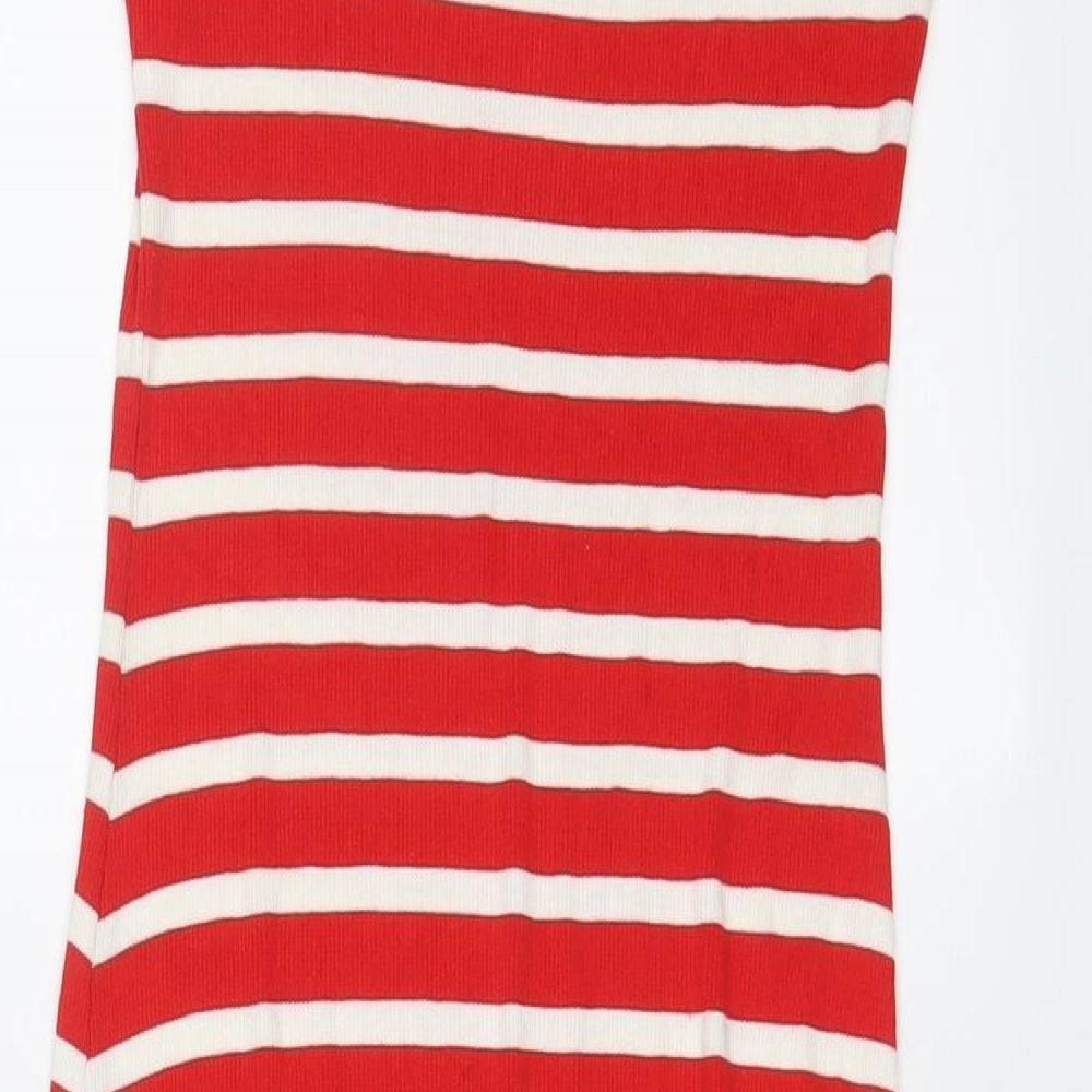 Oasis Womens Red Viscose Bodycon Size S V-Neck Pullover