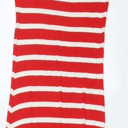 Oasis Womens Red Viscose Bodycon Size S V-Neck Pullover