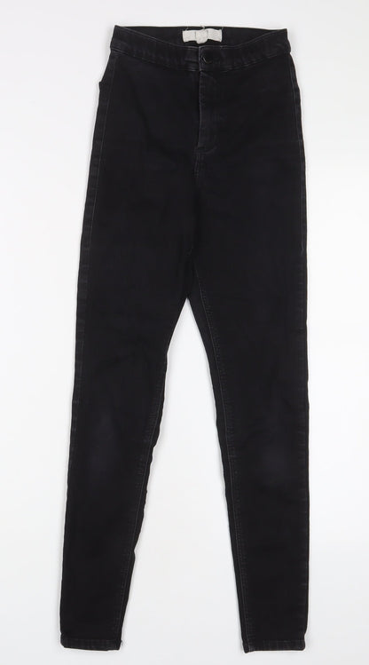 Topshop Womens Black Cotton Skinny Jeans Size 25 in L30 in Regular Zip