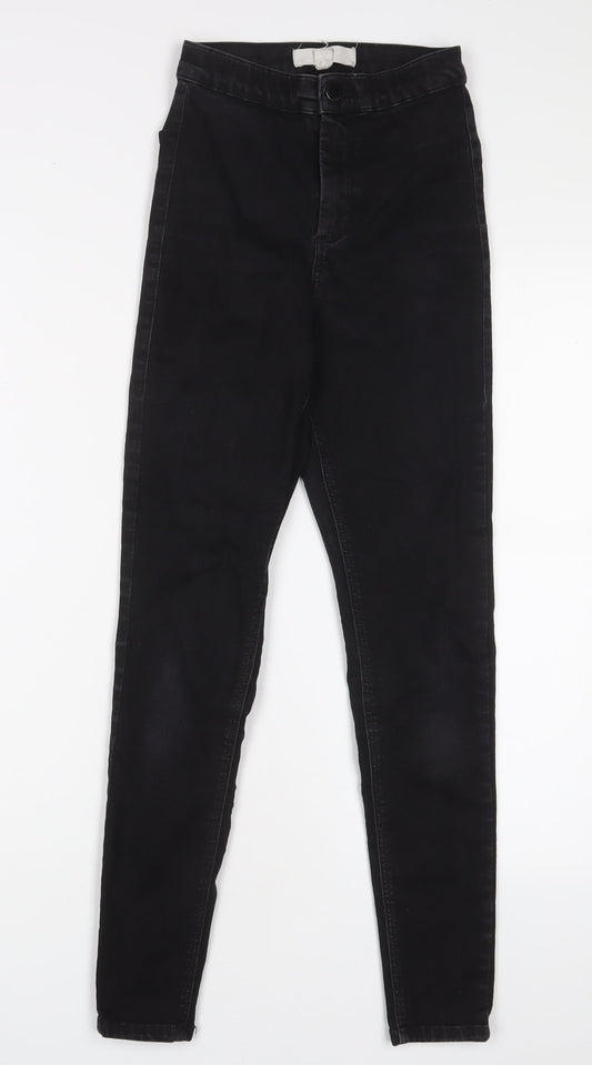 Topshop Womens Black Cotton Skinny Jeans Size 25 in L30 in Regular Zip
