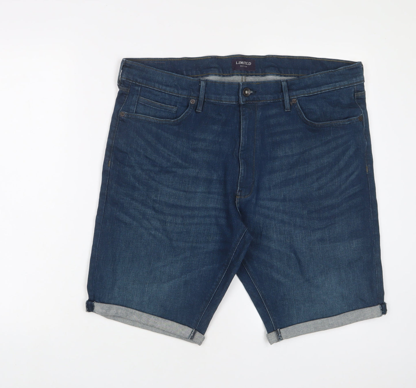 Limited Edition Mens Blue Cotton Bermuda Shorts Size 38 in L10 in Regular Zip