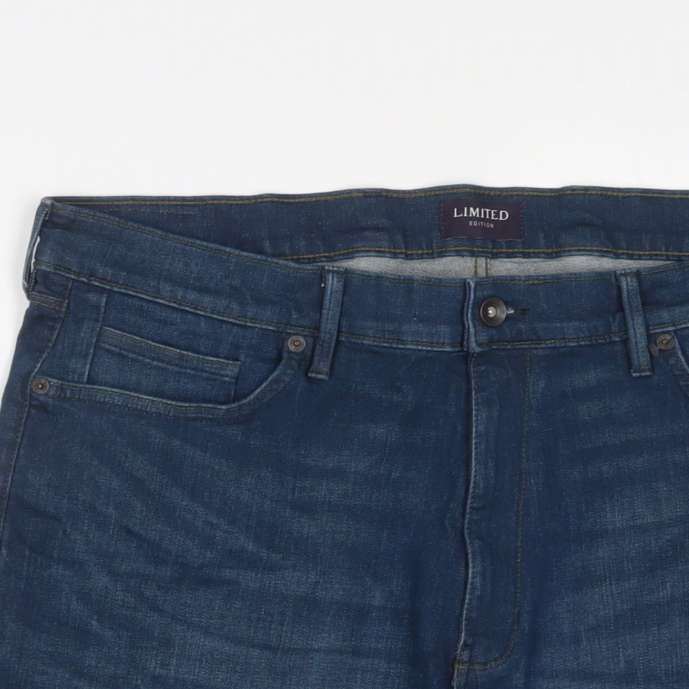 Limited Edition Mens Blue Cotton Bermuda Shorts Size 38 in L10 in Regular Zip