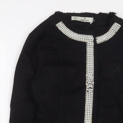 Girl VIVI Womens Black Jacket Size 8 Snap - Beaded