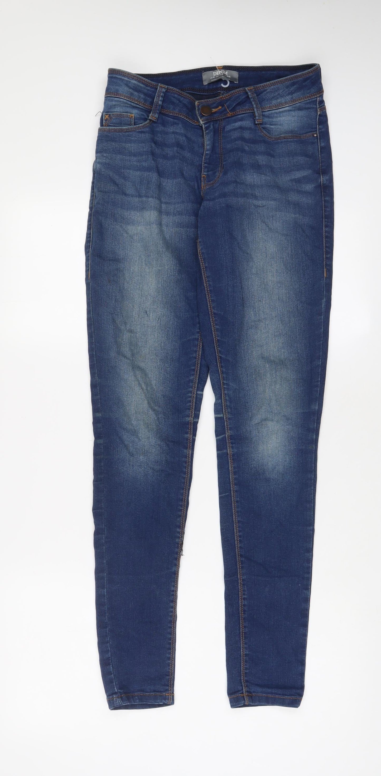 Dorothy Perkins Womens Blue Cotton Skinny Jeans Size 8 L31 in Regular Zip