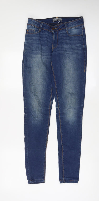 Dorothy Perkins Womens Blue Cotton Skinny Jeans Size 8 L31 in Regular Zip
