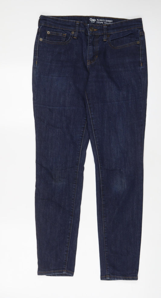 Gap Womens Blue Cotton Skinny Jeans Size 10 L29 in Regular Zip
