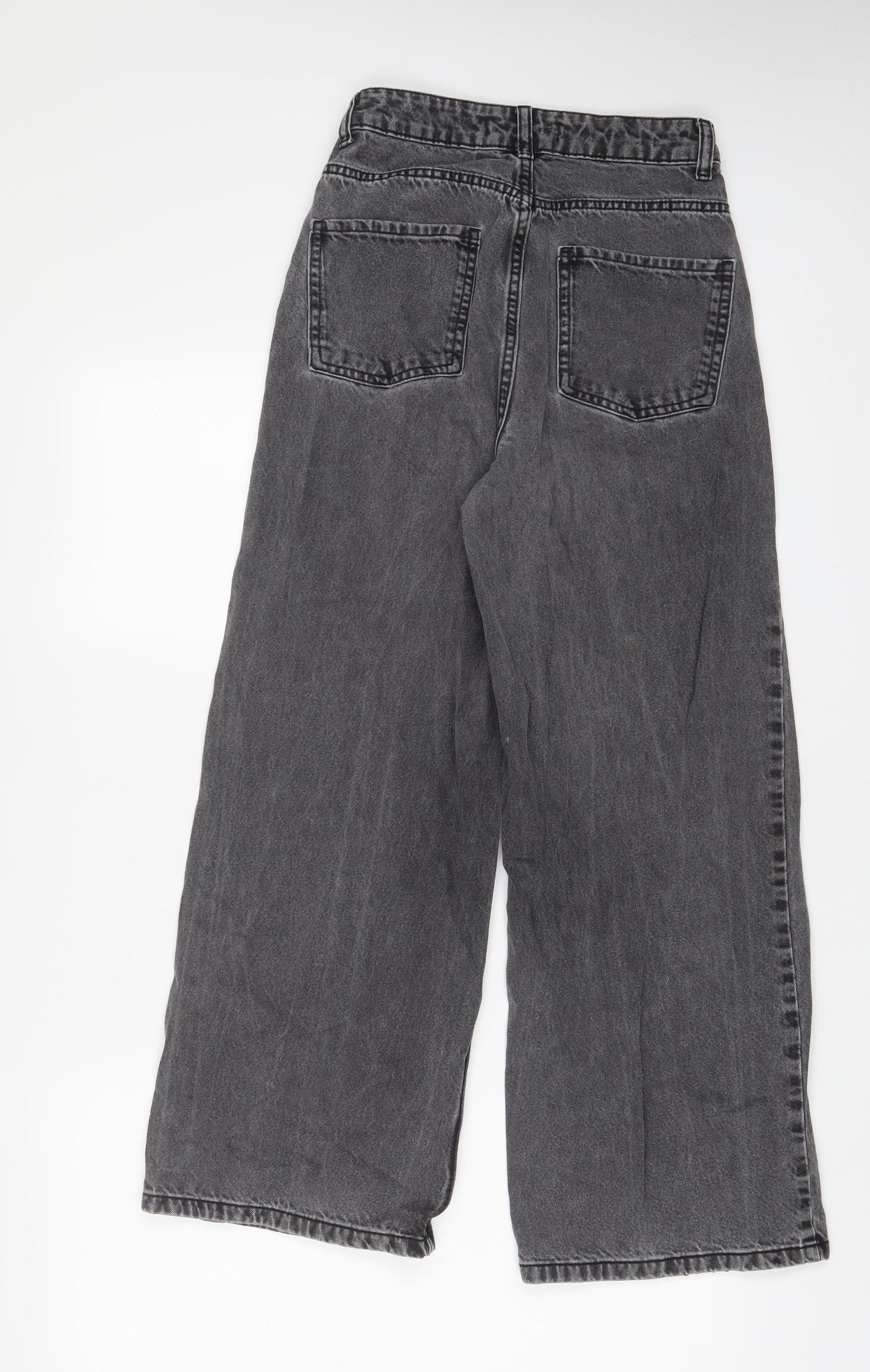 Denim & Co. Womens Grey Cotton Wide-Leg Jeans Size 6 L26 in Regular Zip